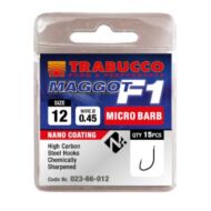 Trabucco F1 Maggot mikro szakállas horog 15 db