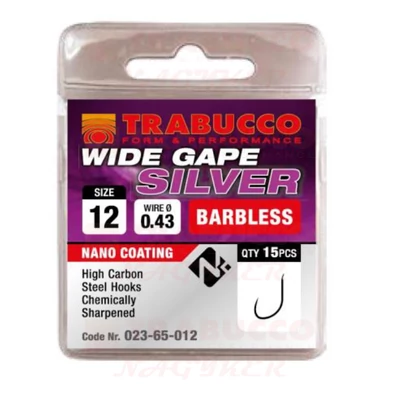 Trabucco Wide Gape Silver szakáll nélküli horog 15 db