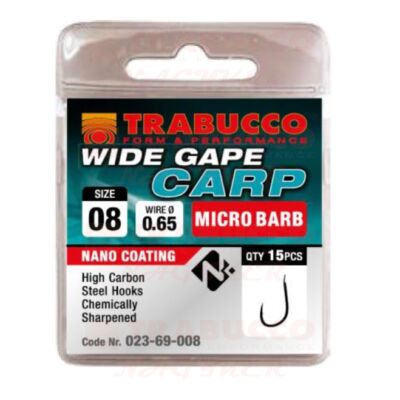Trabucco Wide Gape Carp mikro szakállas horog 15 db