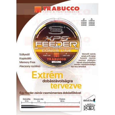 Trabucco S-Force Feeder Plus Conus Line 200m elvékonyodó távdobó monofil zsinór